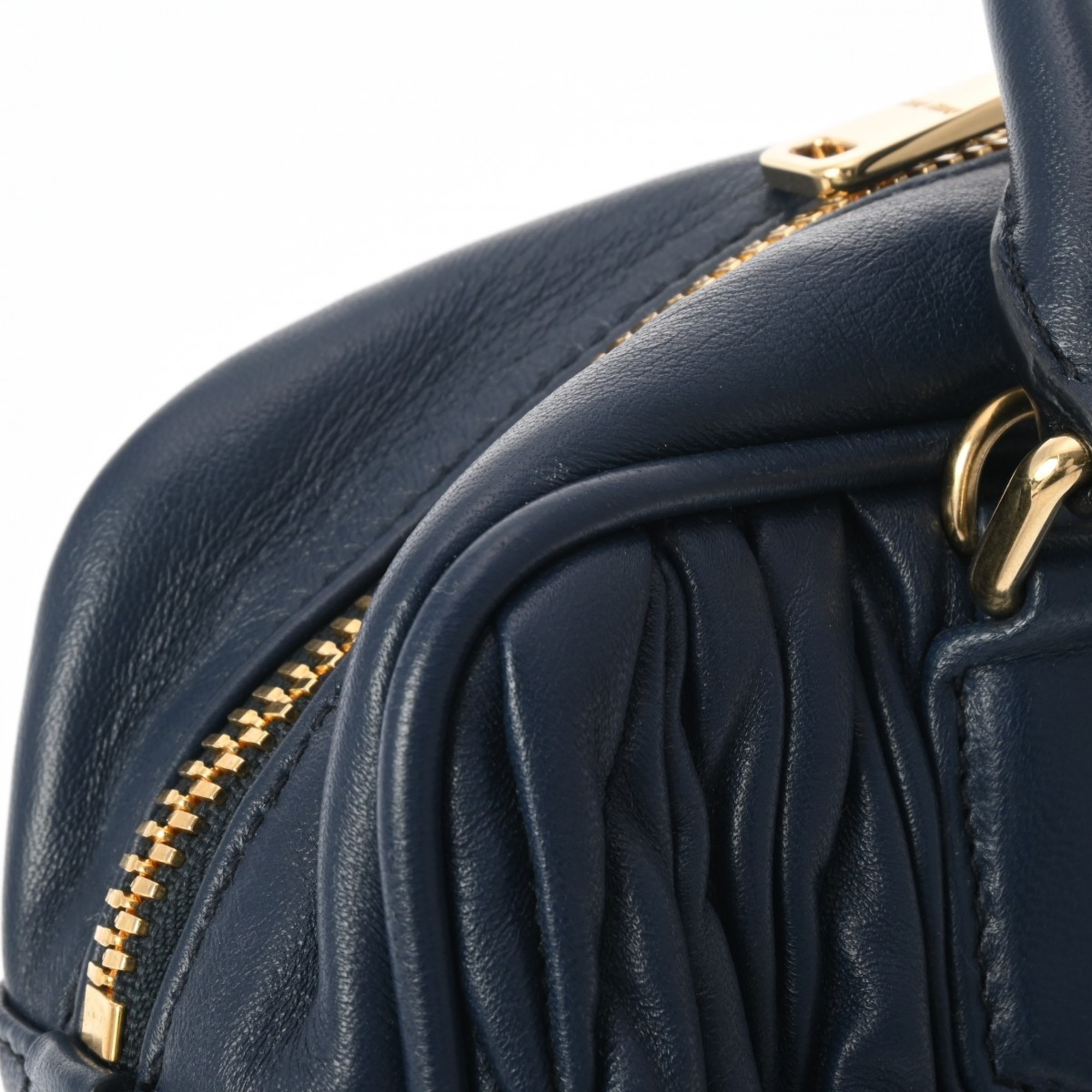 MIUMIU Miu Matelasse Navy 5BB142 Women's Lambskin Handbag