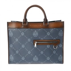 BERLUTI URIS SMALL OUTLET BLUE/BROWN MEN'S LEATHER PVC TOTE BAG