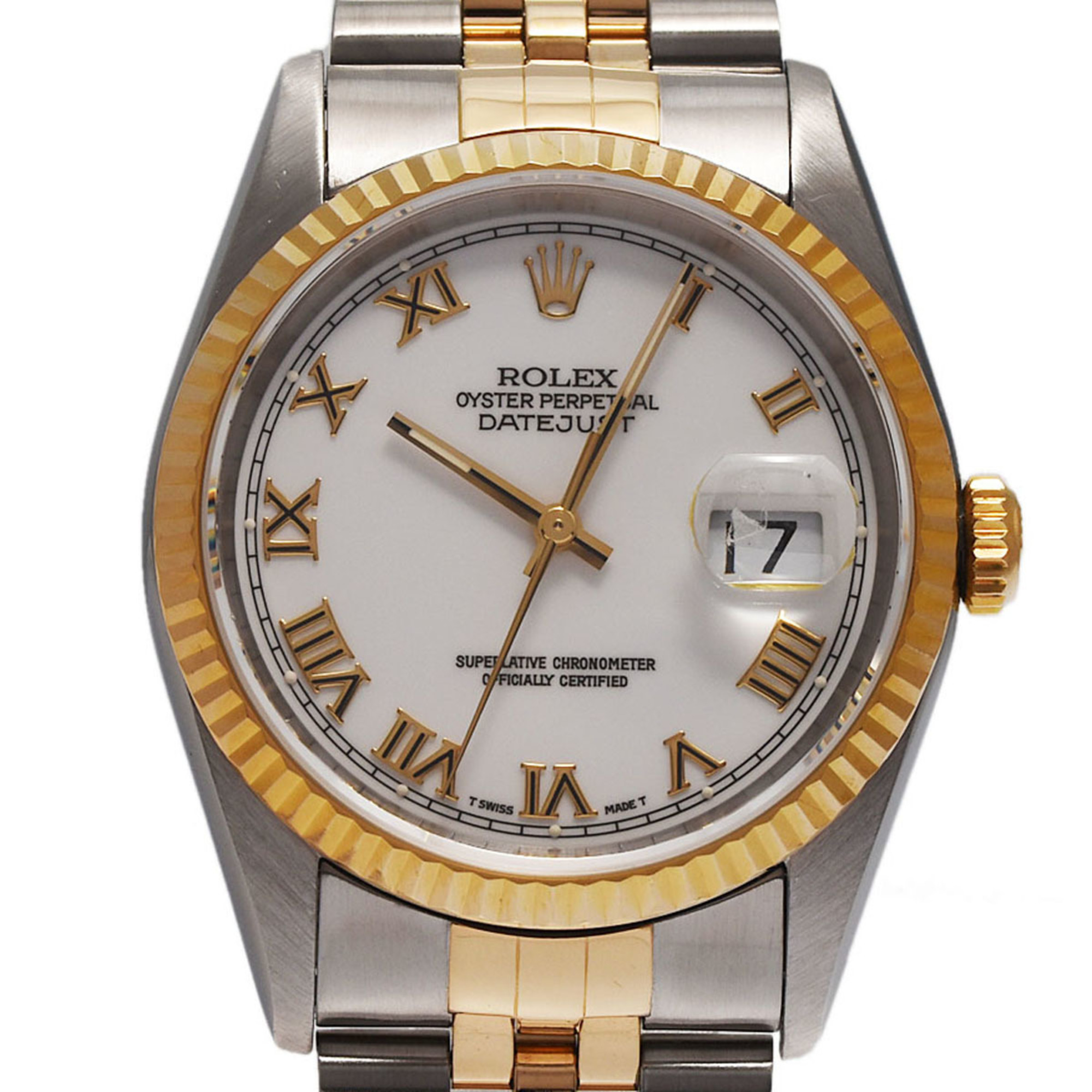 ROLEX Rolex Datejust 16233 Men's YG/SS Watch Automatic White Dial