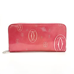 CARTIER Happy Birthday Round L3001255 Long Wallet Patent Leather Pink Women's F4013957