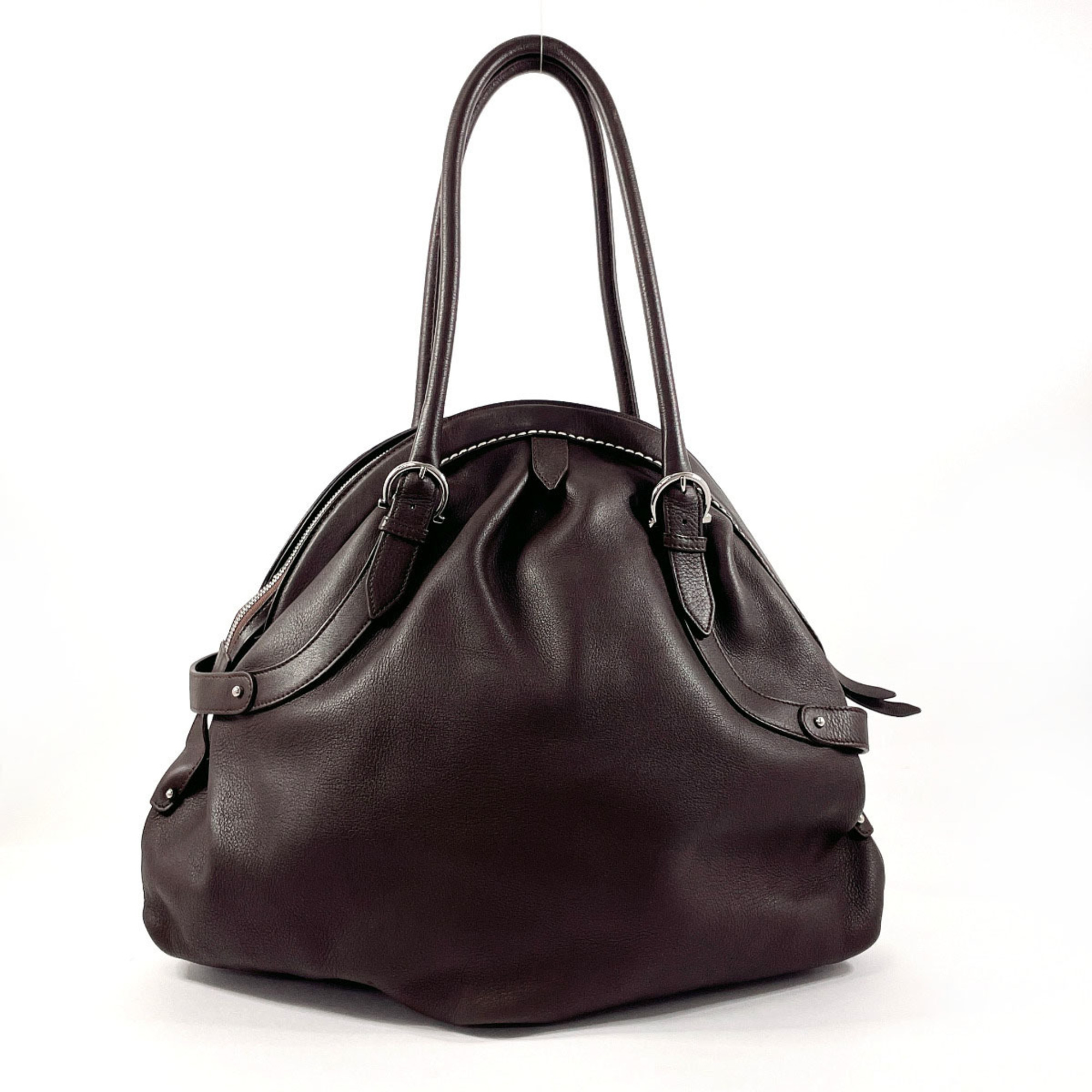 Salvatore Ferragamo Tote Bag Leather Dark Brown Women's O3123447