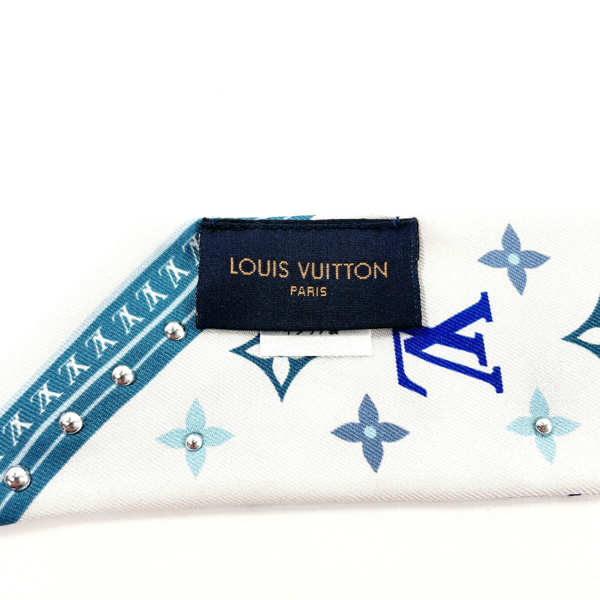 LOUIS VUITTON Louis Vuitton Bandeau BB Studs M77828 Scarf Muffler Silk Blue Women's N4023913