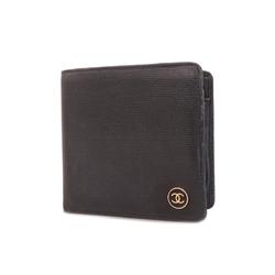 Chanel Wallet Coco Button Leather Black Men's
