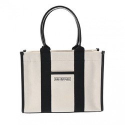 BALENCIAGA Hardware Small Tote White/Black 671402 Women's Canvas Leather Bag