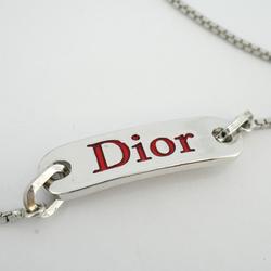 Christian Dior Bracelet Plate Metal Silver Red Women's