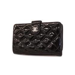 Chanel Wallet Matelasse Patent Leather Black Women's