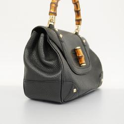 Gucci Handbag Bamboo 137351 Leather Black Women's