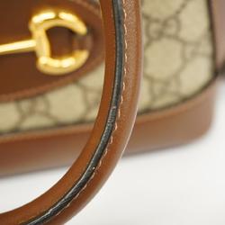 Gucci Handbag GG Supreme Horsebit 640716 Leather Brown Women's