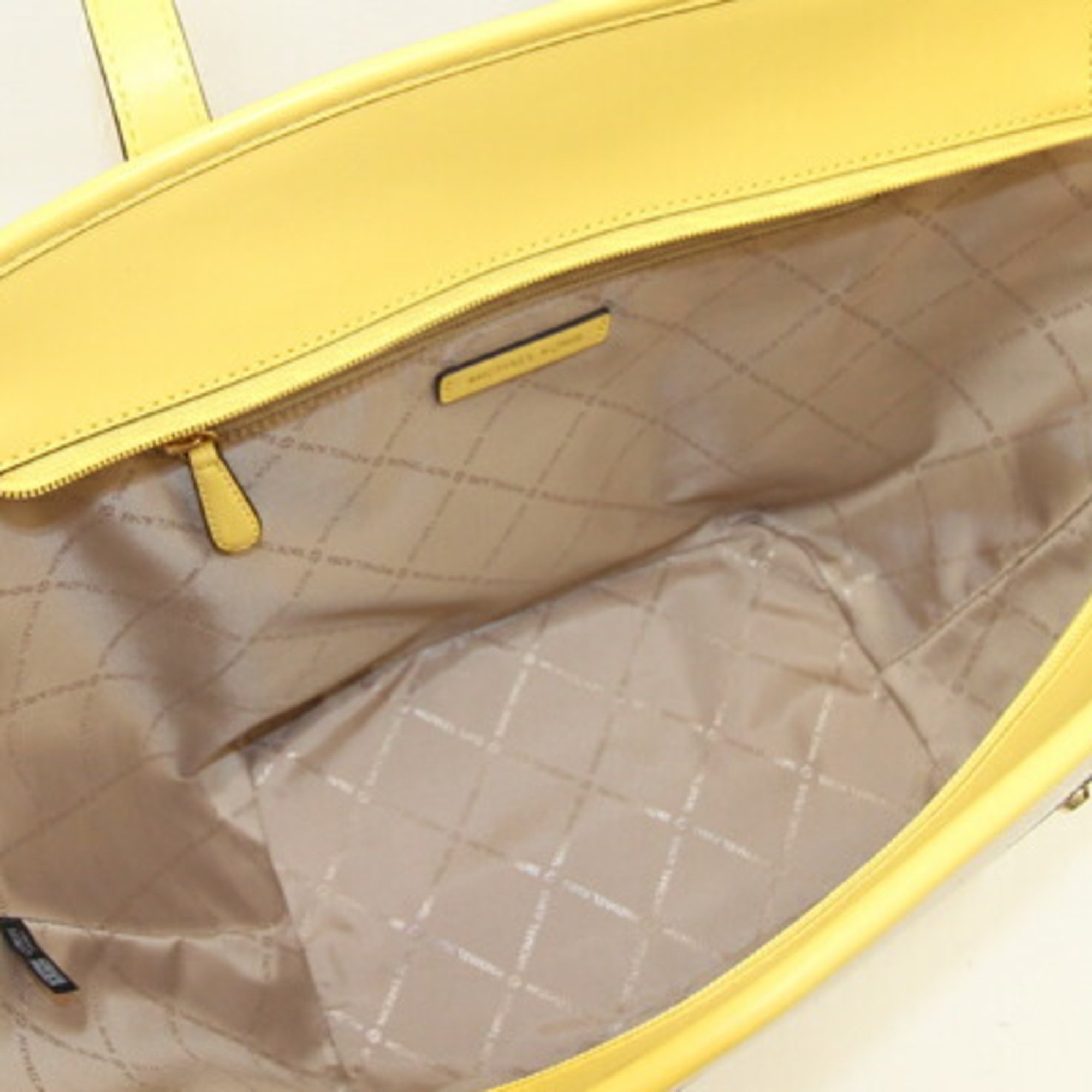 Michael Kors Kimber Tote Bag 35S3G7KT3C Ivory Yellow Canvas Leather Women's Large MICHAEL KORS