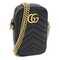 Gucci Shoulder Bag GG Marmont Black Leather Pochette Women's GUCCI