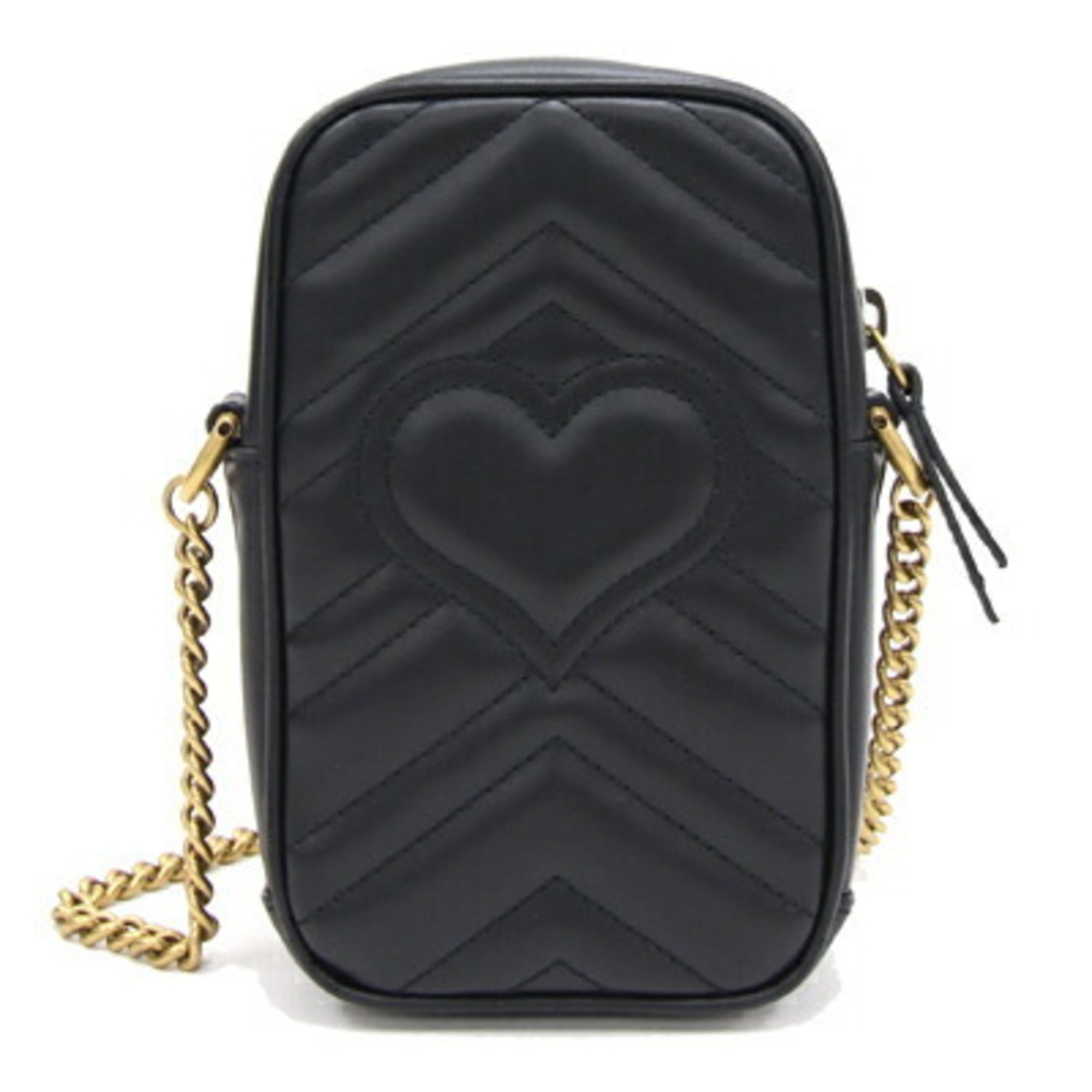 Gucci Shoulder Bag GG Marmont Black Leather Pochette Women's GUCCI