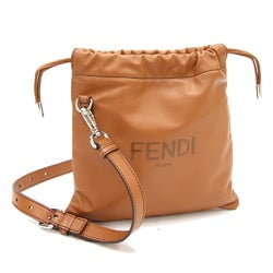 FENDI Shoulder Bag Small Pouch 7VA510 Brown Leather Pochette Women's