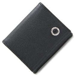 BVLGARI Coin Case 282231 Black Leather Purse Compact Wallet Men's