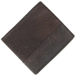 Gucci Bi-fold Wallet Guccissima 256418 Dark Brown Leather Compact Men's GUCCI