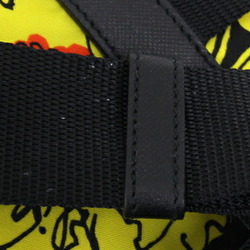 Prada Backpack 1BZ811 Yellow Black Nylon Leather Flower Women's PRADA