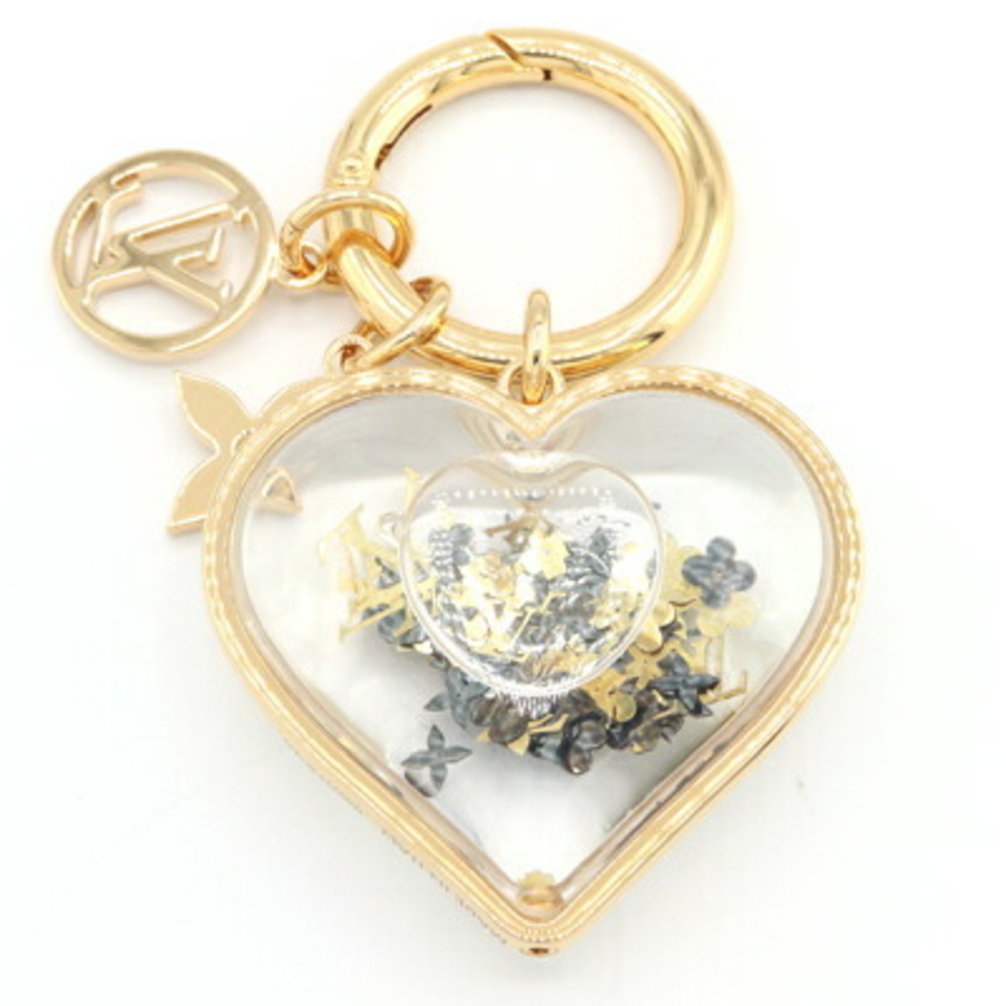 Louis Vuitton Bag Charm Portocle I LV U M00559 Gold Metal Key Holder Ring Heart Monogram Women's LOUIS VUITTON