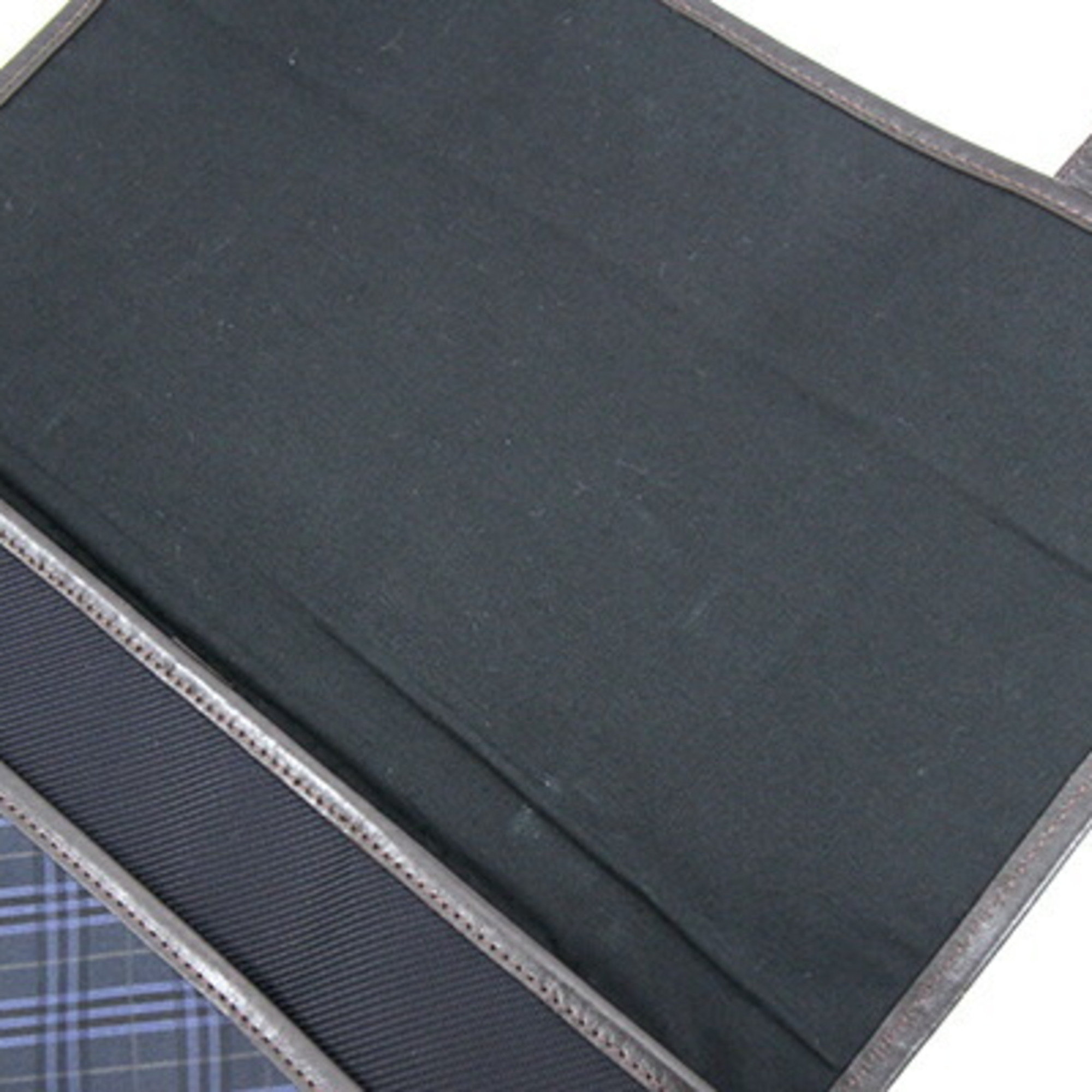 Burberry Black Label Shoulder Bag Navy Brown Canvas Leather Check Pattern Men's BURBERRY BLACK LABEL