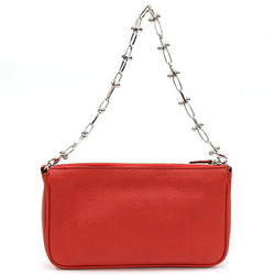 Salvatore Ferragamo Pouch Gancini FJ-21 7382 Red Leather Chain Shoulder Bag for Women