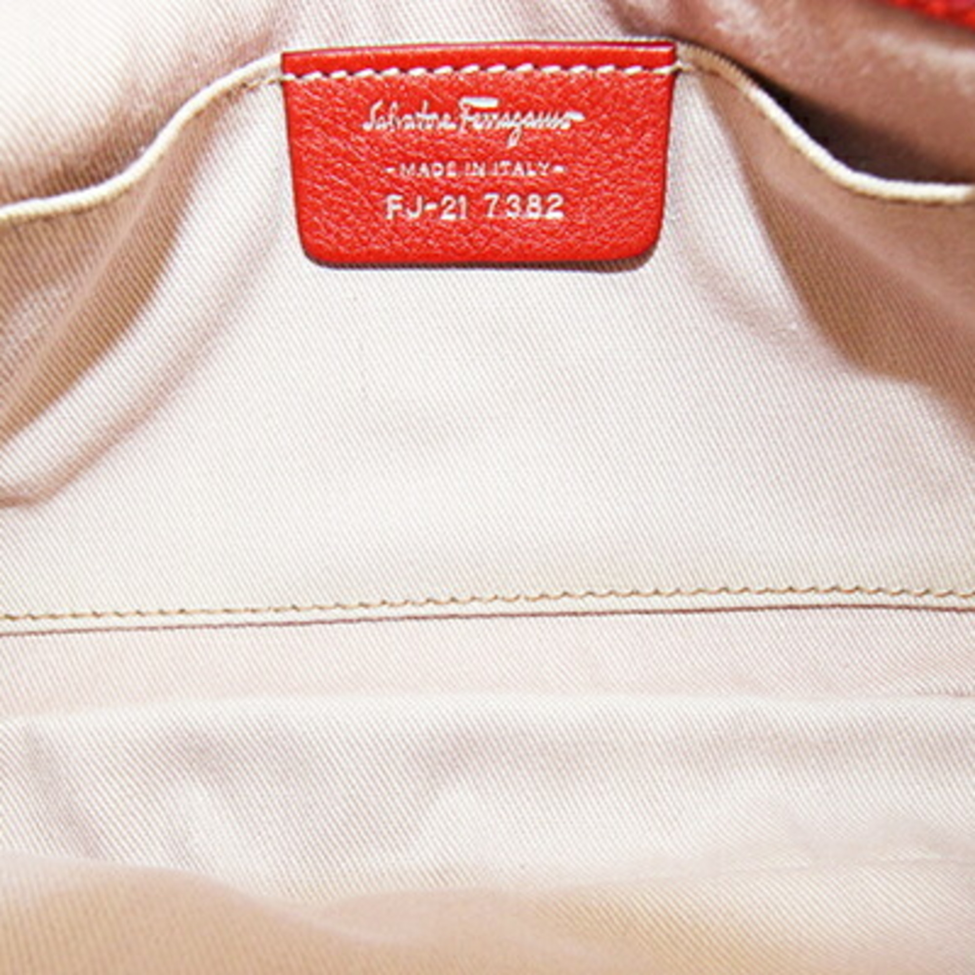 Salvatore Ferragamo Pouch Gancini FJ-21 7382 Red Leather Chain Shoulder Bag for Women