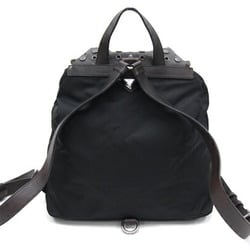 Prada Backpack Black Dark Brown Nylon Leather Studs Women's PRADA