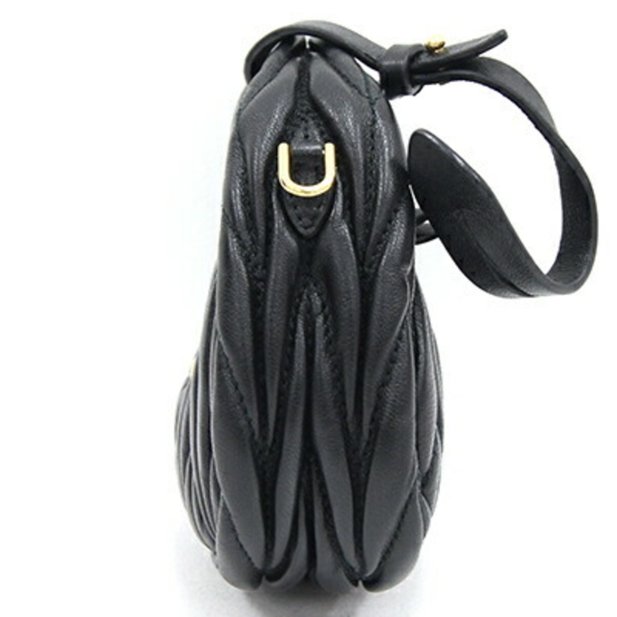 Miu Miu Miu Shoulder Bag Wonder Matelasse Leather Hobo 5NR019 Black Pochette Gathered Women's MIUMIU