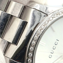 Gucci Men's Watch G Timeless Diamond Bezel 126.4 White Shell Dial Bar Index Stainless Steel Quartz Wristwatch Mother of Pearl GUCCI