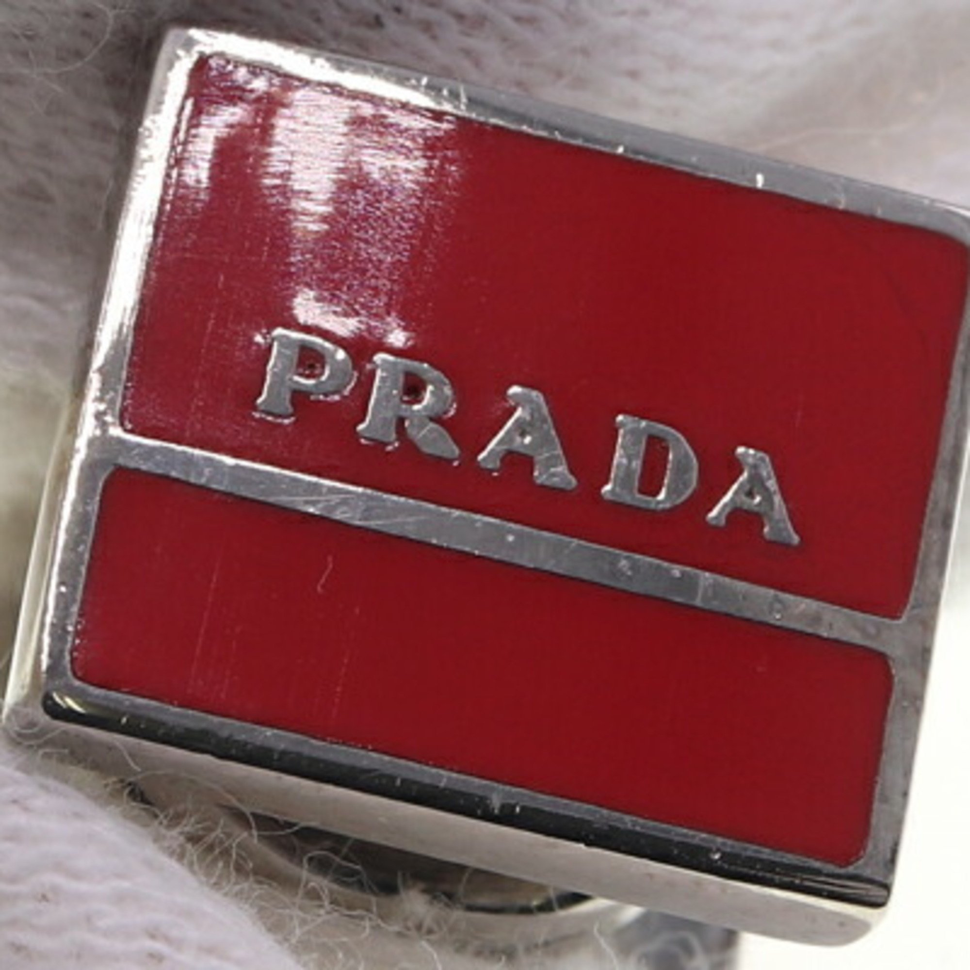 Prada Cufflinks 2AR018 Red Silver Brass Men's PRADA