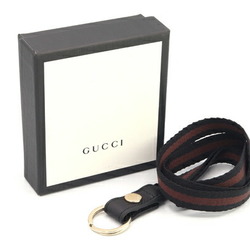Gucci neck strap, Sherry line, black, brown, canvas, web men's, women's, stripes, GUCCI
