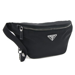 Prada Body Bag 2VL033 Black Nylon Leather Waist Belt Pouch Women Men PRADA