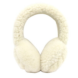Gucci Earmuffs Shearling 760277 Off-White Lamb Fur Leather Double G Ear Covers Women's GUCCI