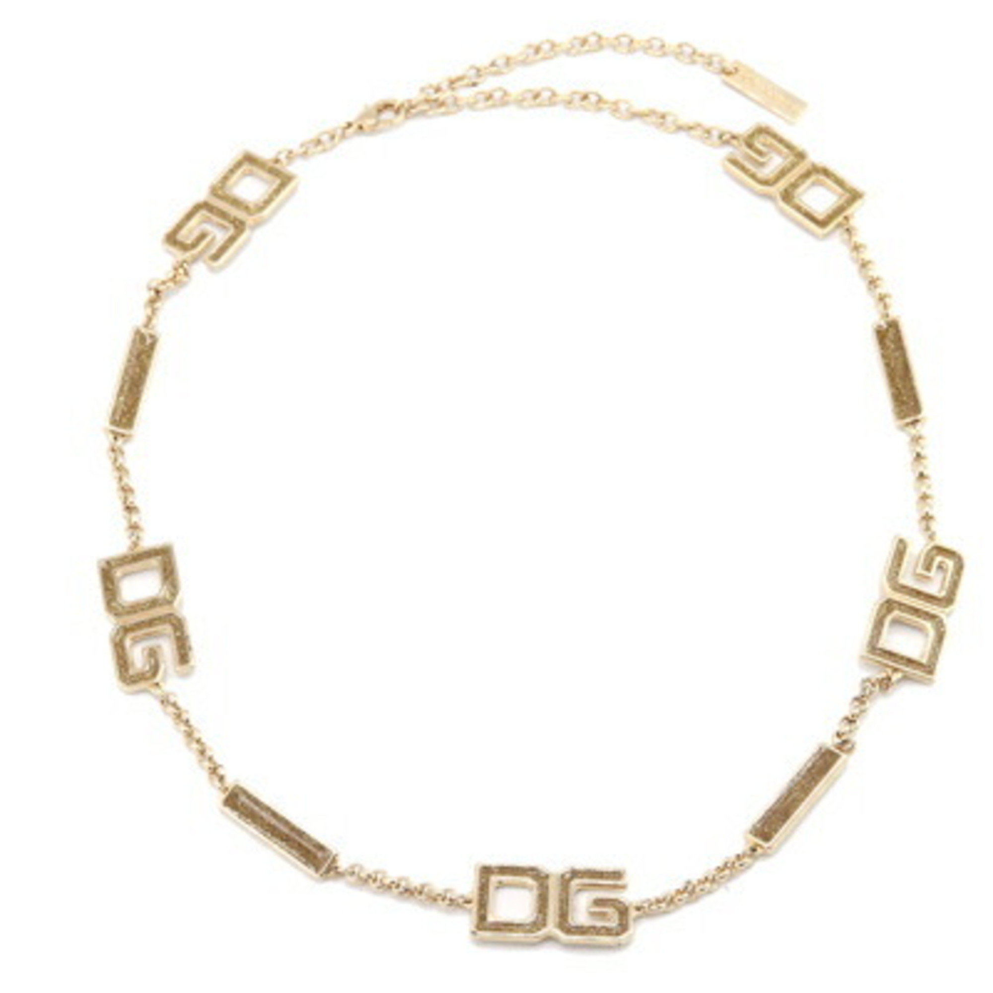 Dolce & Gabbana Necklace Gold Metal Lame Choker Pendant Chain Women's DOLCE GABBANA