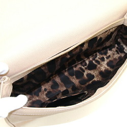 Dolce & Gabbana Handbag Sicily Beige Leather Chain Shoulder Plate Leopard Print Women's DOLCE GABBANA