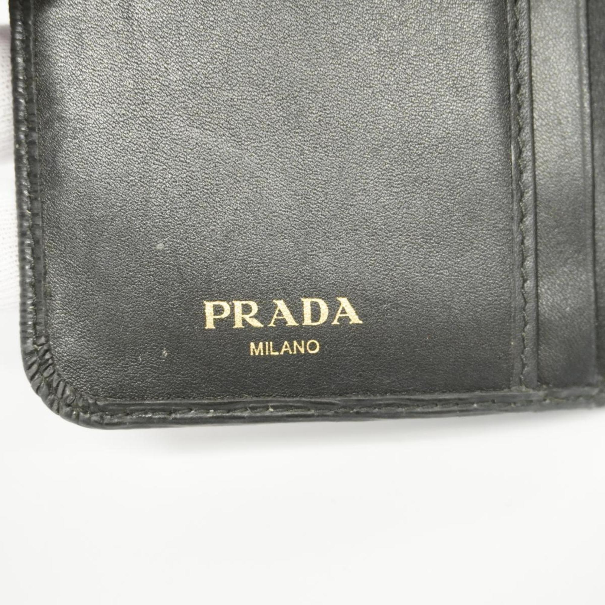 Prada Wallet Saffiano Leather Black Men's Women's