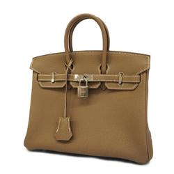Hermes handbag Birkin 25 A engraved Togo Etoupe for women