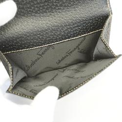Salvatore Ferragamo Tri-fold Wallet Gancini Leather Black Women's