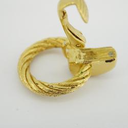 Christian Dior Earrings Circle Rhinestone GP Plated Gold Women's