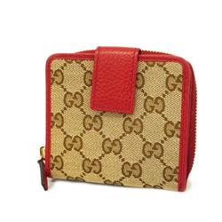 Gucci Wallet GG Canvas 346056 Brown Red Champagne Women's
