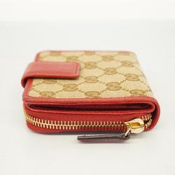 Gucci Wallet GG Canvas 346056 Brown Red Champagne Women's