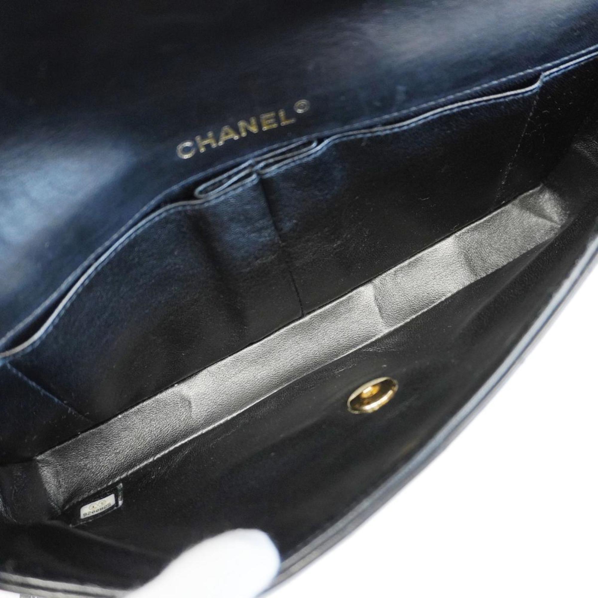 Chanel Shoulder Bag Chocolate Bar Chain Lambskin Black Women's