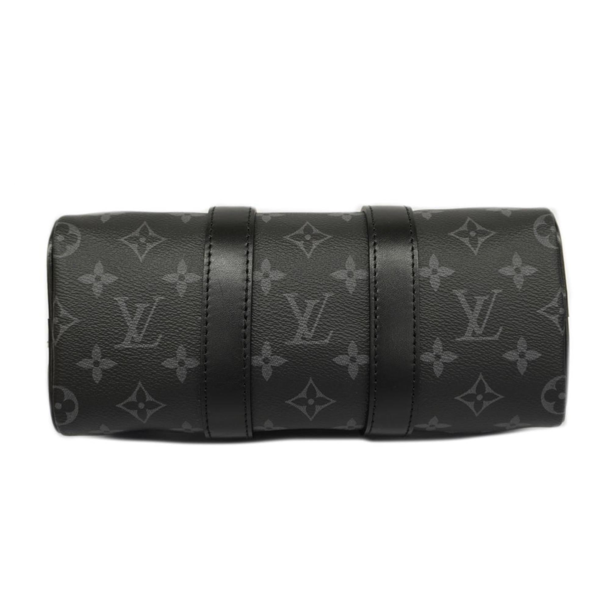 Louis Vuitton Handbag Monogram Eclipse Reverse Keepall Bandouliere 25 Black Grey Men's