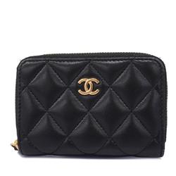 Chanel Wallet/Coin Case Matelasse Lambskin Black Women's