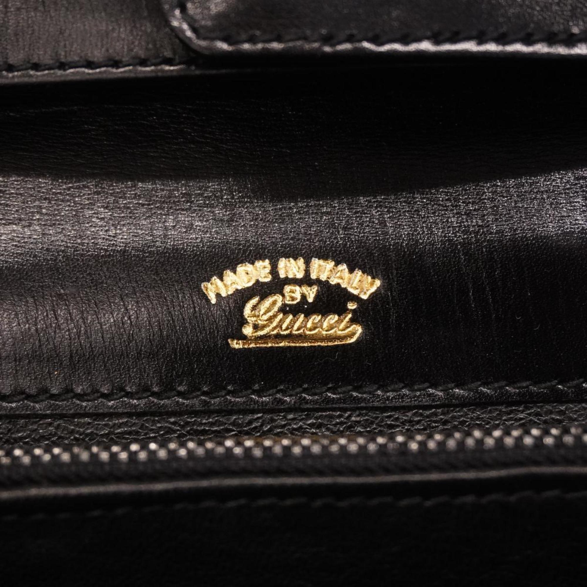 Gucci Shoulder Bag Old Leather Black Women's