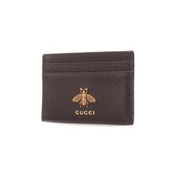 Gucci Business Card Holder/Card Case 523685 Leather Black Women's