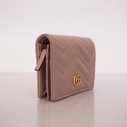 Gucci Wallet GG Marmont 735429 Leather Pink Beige Women's