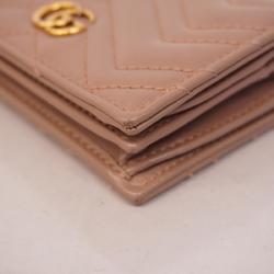 Gucci Wallet GG Marmont 735429 Leather Pink Beige Women's