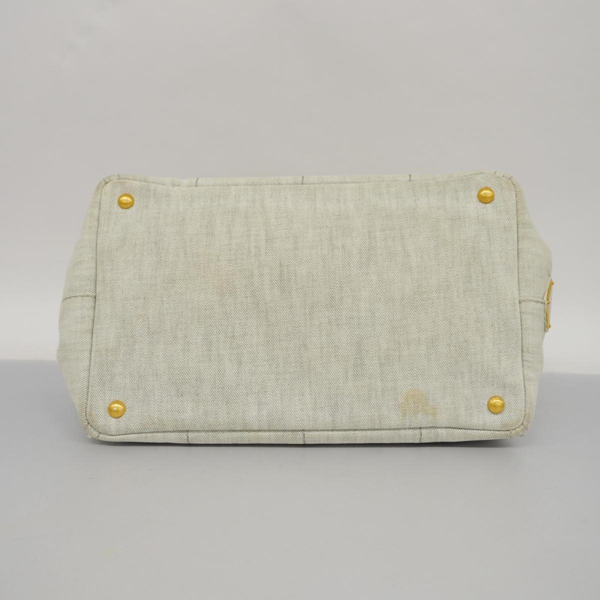 Prada handbag Canapa canvas white light grey ladies