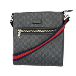 Gucci Shoulder Bag GG Supreme 474137 Leather Grey Men's Women's