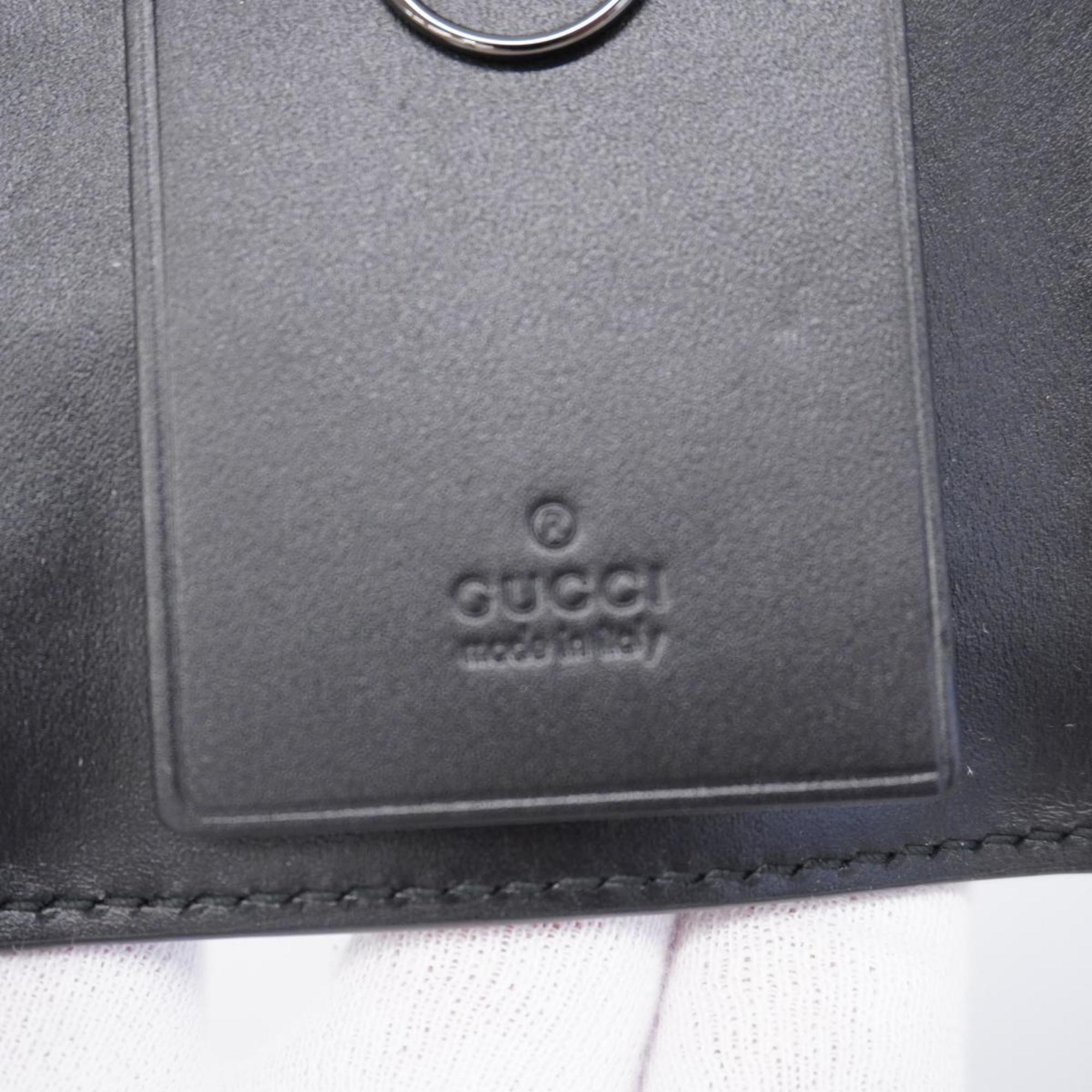 Gucci Key Case Guccissima Interlocking G 237509 Leather Black Men's
