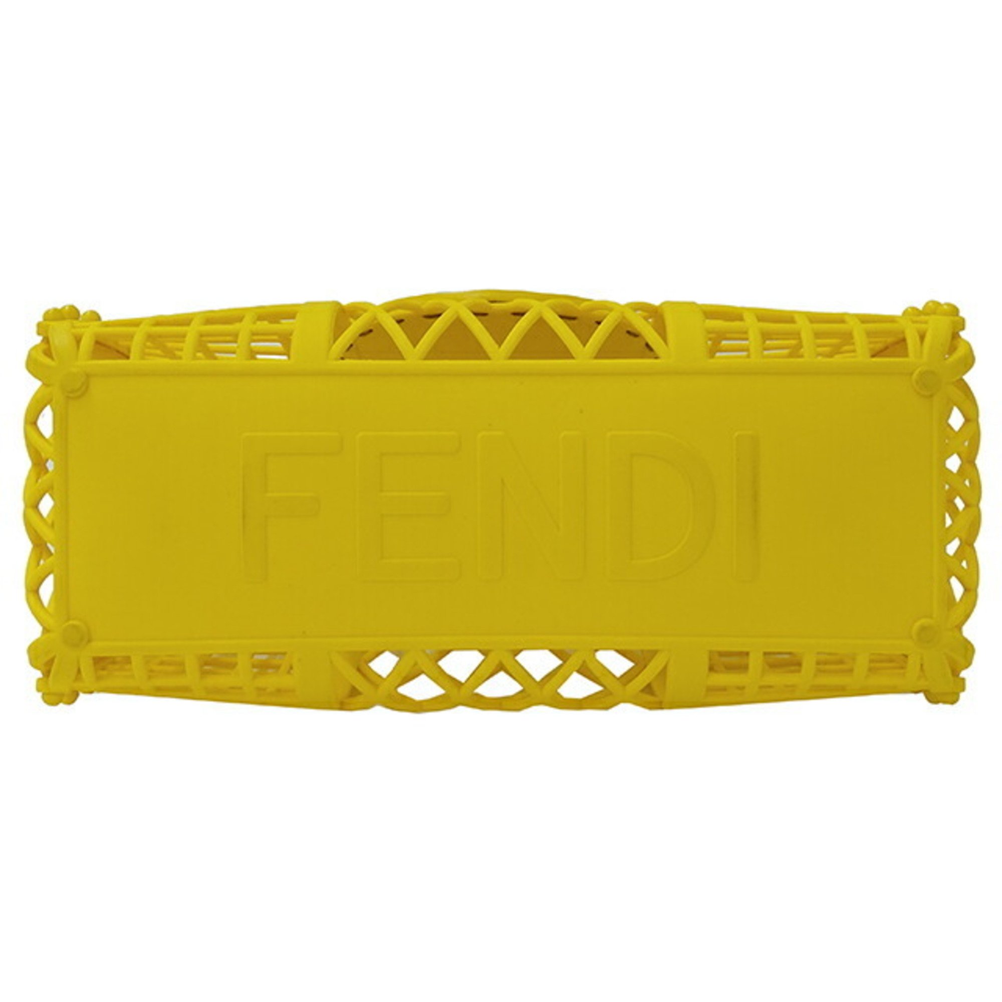 FENDI Women's Bag, Small Basket Handbag, Yellow, 8BH388, Beach Sea