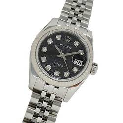 Rolex ROLEX Datejust 179174G G series watch for women 10P diamond computer automatic AT stainless steel SS white gold WG silver black polished